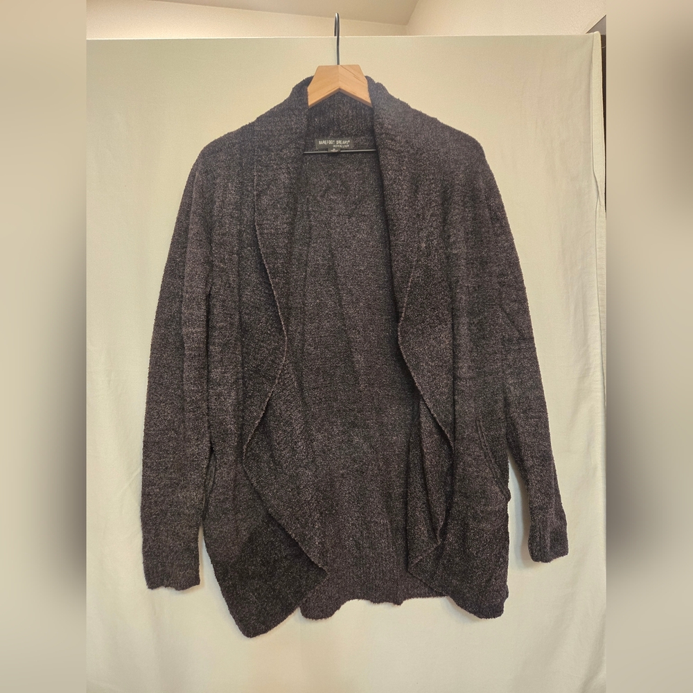 Barefoot Dreams M Cozy Chic Lite Circle Cardigan With Pockets Black